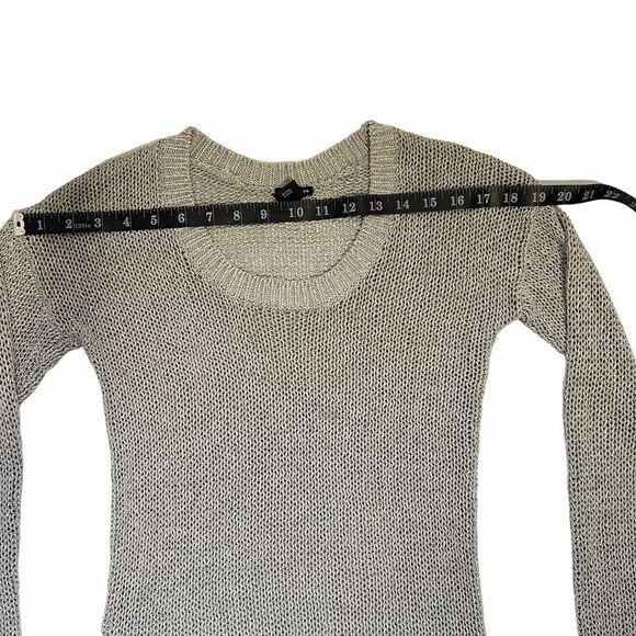 CLUB MONACO gray-silver metallic loose knit crew neck sweater Size Small - Picture 9 of 12